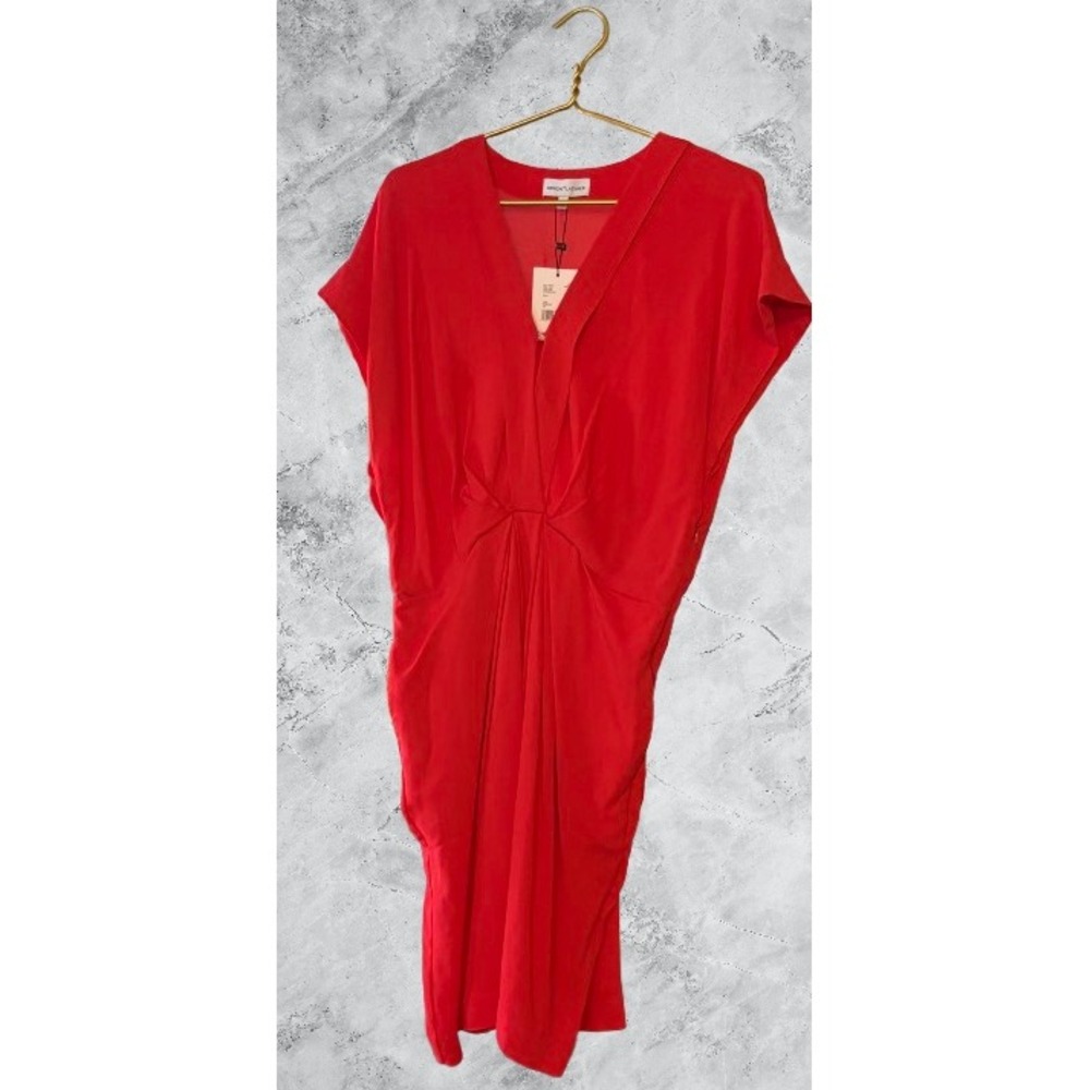 Red Twist-Front V-Neck Women’s Dress